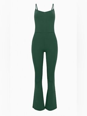 Wilfred Divinity Kick Flare Deep Green Jumpsuit Aritzia